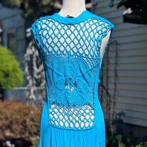 Sky Brand Teal  Colored Sexy Beachy Knit Open Back Dress - Large